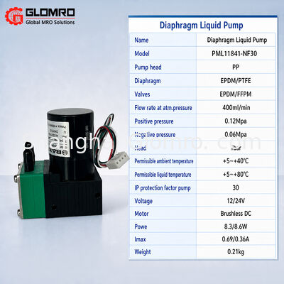 BAXIT PML11841-NF30 Brushless Diaphragm Liquid Pump - Laboratory Sampling Pump with 400ml/min Flow Rate - Miniature Pump