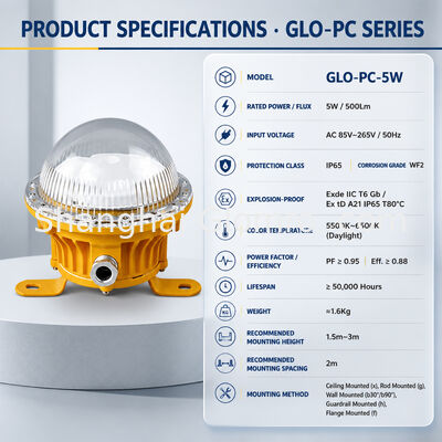 LED Explosion Proof Light 5W IP65 Maintenance-Free Industrial Explosion Proof Lamp for Hazardous Areas