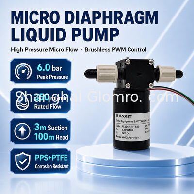 BAXIT PL8060-NF1.10 Micro Brushless DC Self Priming High Pressure Diaphragm Pump PWM Speed Control PTFE Diaphragm Inkjet Spray